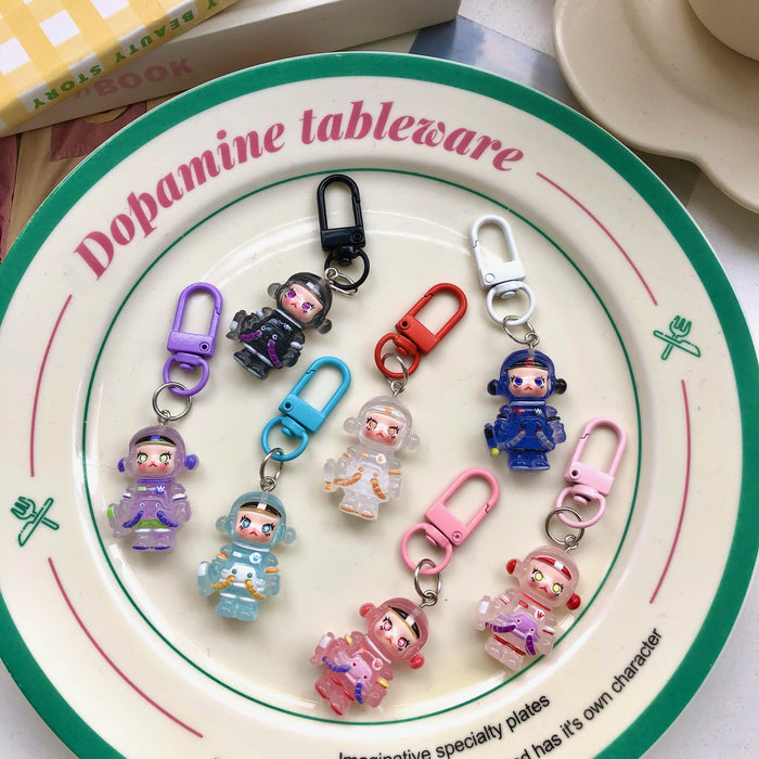 Wholesale Cute cartoon night light bubble astronaut keychain pendant accessory gift car hanging accessory