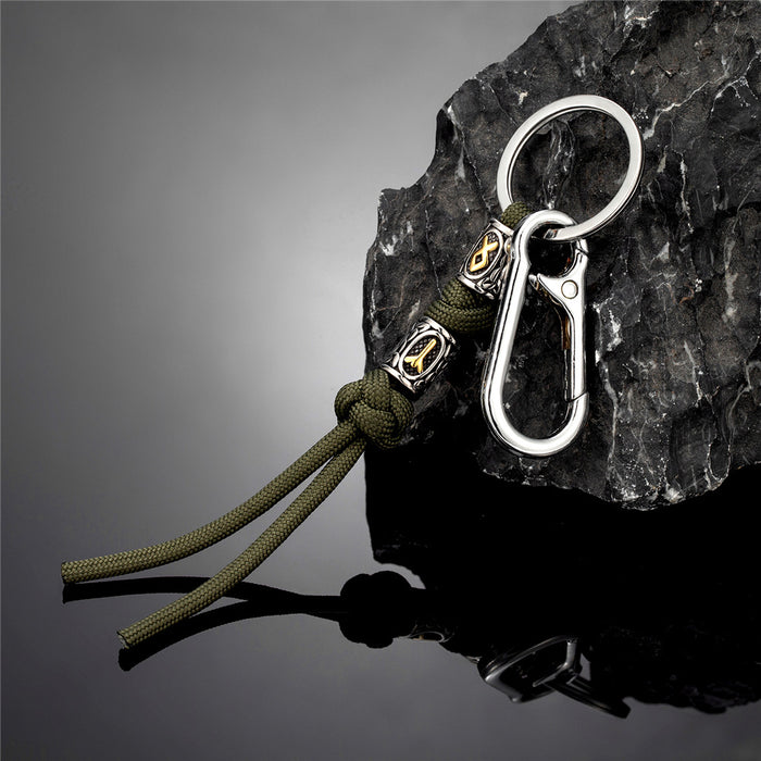 Wholesale Woven rope keychain, stainless steel keychain, bag hanging rope