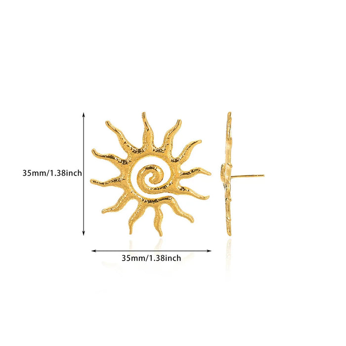 Wholesale Titanium steel fan-shaped sunburst earrings with a stylish