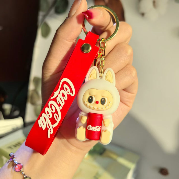 Wholesale Creative and Personalized Cola Little Sheep Keychain Beverage Bottle Bag Pendant Three-Dimensional Soft Plastic Doll Wholesale Street Stall
