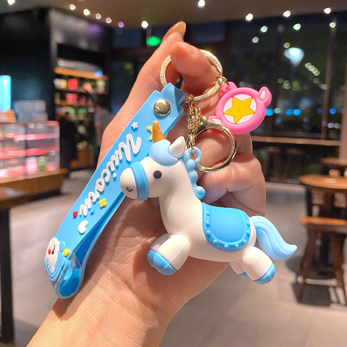 Wholesale Metal Rainbow Unicorn Pony Keychain Stylish Bag Charm For Students Great Gift For Everyday Use