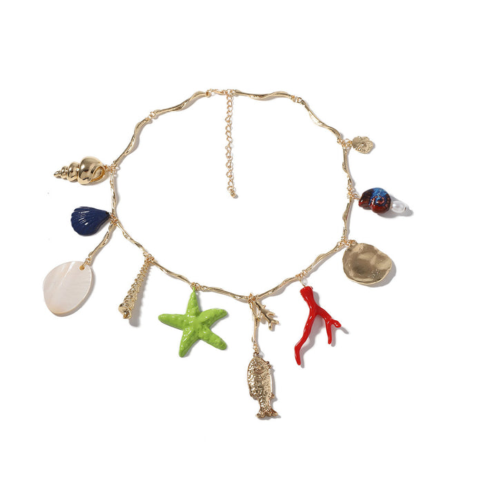 Wholesale Alloy Exaggerated Oil Dropping Marine Various Animal  Bohemian Necklace