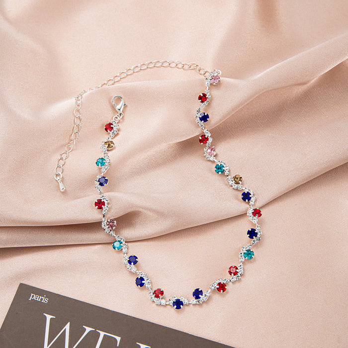 Wholesale Silver diamond-encrusted necklace,  pendant,  and earring set