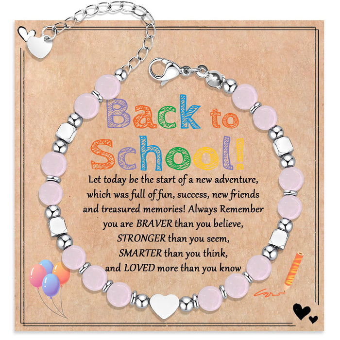 Wholesale Love piece bracelet,  peach heart stainless steel bracelet,  natural stone powder crystal