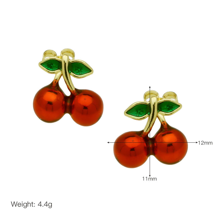 Wholesale Fruit strawberry cherry color drop oil earrings