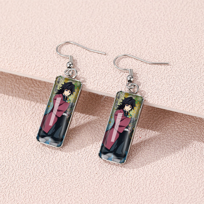 Wholesale Earrings Secondary Cartoon Earrings Animation Peripheral Time Gem Rectangular Earrings