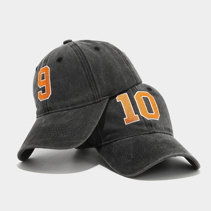 Wholesale Retro washed embroidered number baseball fashionhat for men and women