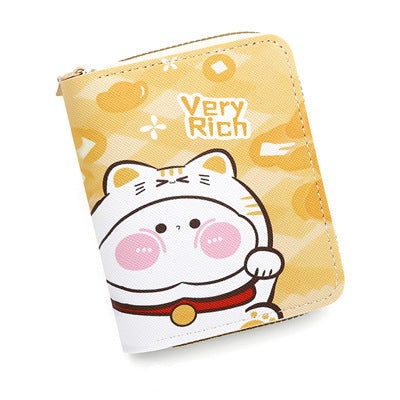 Wholesale cute fresh sweet women's wallet cartoon PU leather embossed wallet coin purse short pull wallet