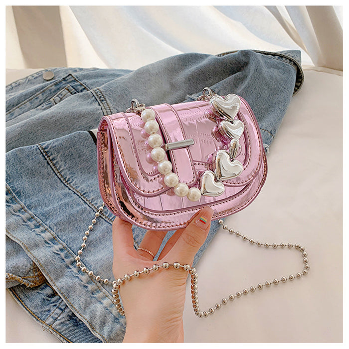Wholesale Mini small bag, high-end texture diagonal bag, fashionable glossy chain shoulder bag