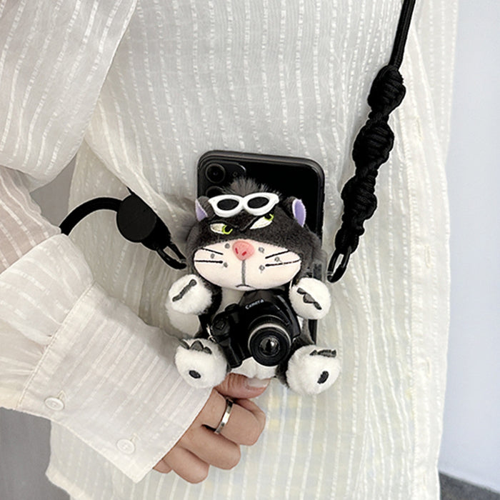 Wholesale Cat Camera Mobile Phone Case Back Clip Crossbody Plush Doll Mobile Phone Chain