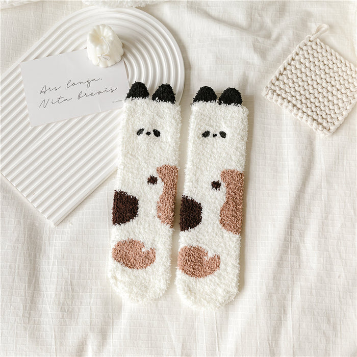 Wholesale Coral Velvet Socks Women's Velvet Thickened Warm Towel Socks Cartoon Sleeping Socks