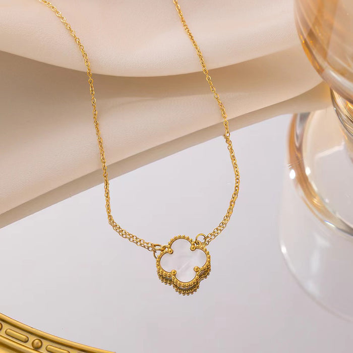 Wholesale Four Leaf Clover Simplified Titanium Steel Necklace JDC-NE-JinHui004