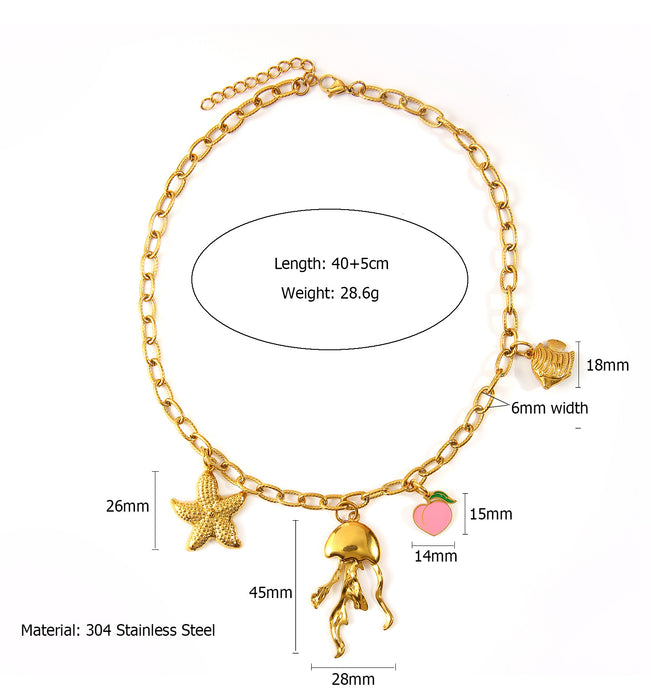 Wholesale New original design stainless steel ocean style necklace with drip oil pendant personalized accessories wholesale