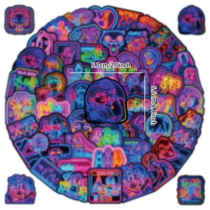 Wholesale 50 Kpop Hunter Girl Group Stickers Night Neon DIY Graffiti Personalized Cross-Border Creative Car Stickers