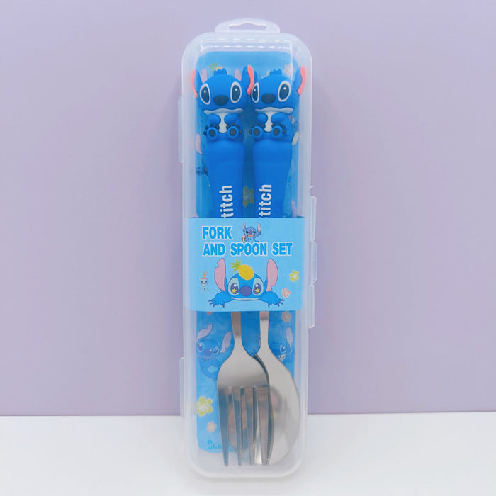 Wholesale Cartoon tableware set stainless steel spoon and fork storage box