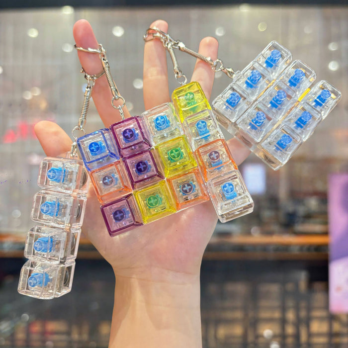 Wholesale PVC Light Transparent Keyboard Keychain Stress Relief Fidget Toy Gift For Couple