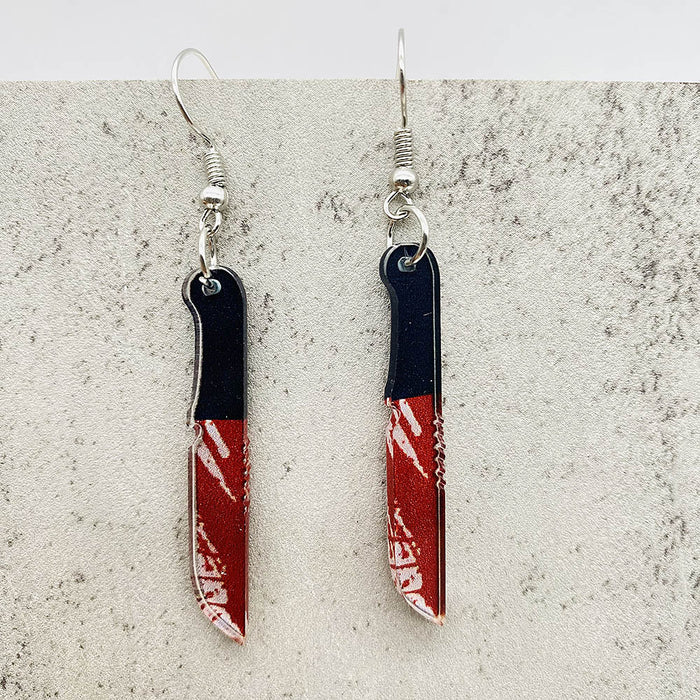 Wholesale Acrylic  earrings simulation blood-red knife  earrings for women