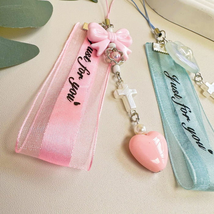 Wholesale Sweet Girl Clear Ribbon Mobile Phone Chain Simple Card Book Hanging Gift Batch