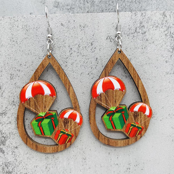 Wholesale  Bell Red Car Water Drop Wooden Earrings Christmas Accessories