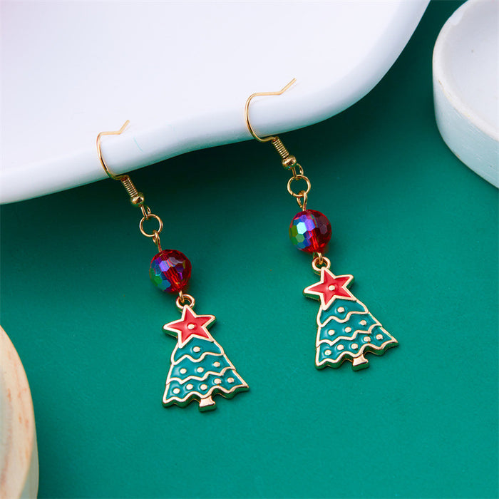 Wholesale Zinc Alloy Christmas Tree Snowflake Dangle Earrings Colorful Trendy Holiday Jewelry Accessory