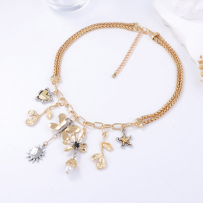 Wholesale Alloy Animal Flower Tassel Pendant Women's Chain Necklace Casual All-match