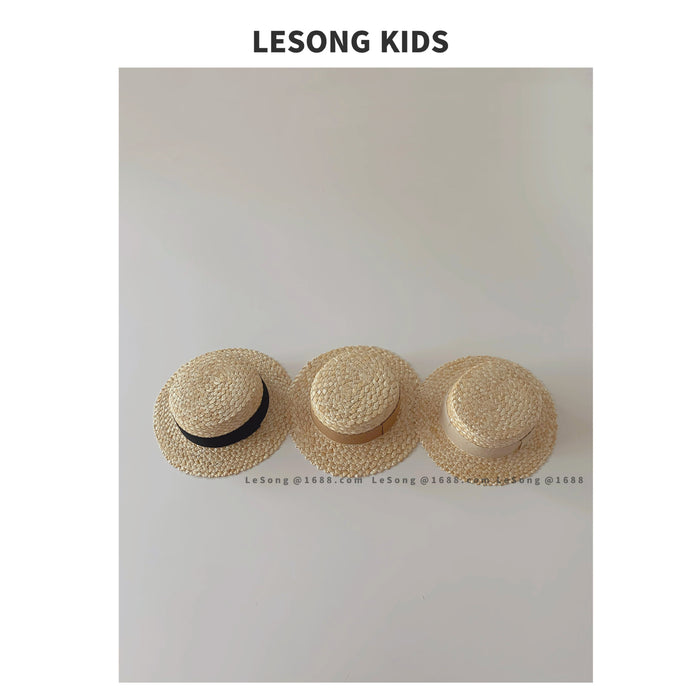 Wholesale Children's Straw Hat Sun Hat Sunscreen Hat Flat Top Hat Fisherman Hat