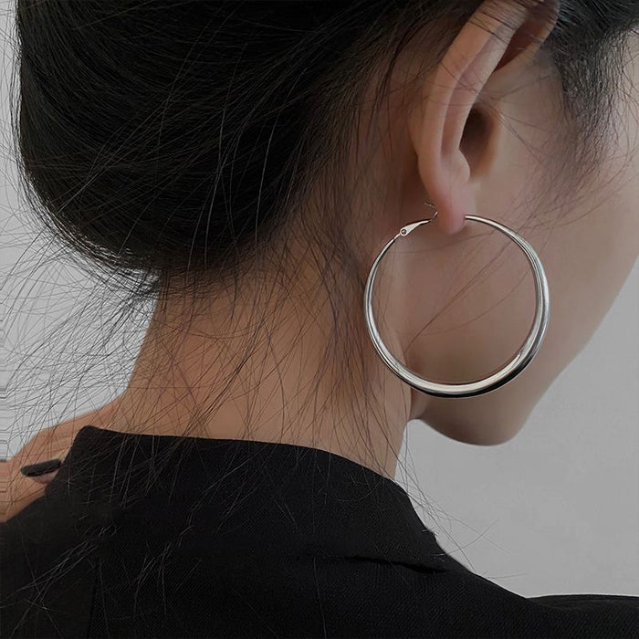 Wholesale Silver Needle Geometric Circle Earrings, Fashionable and Simple Metal Wind Earrings, Versatile and High Grade Sensory Earrings, Wholesale of Earrings