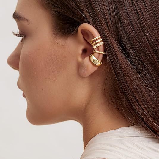 Wholesale Fashion Zircon Set Simple Women's Versatile Earbone Clip Cross Fried Dough Twists Three Piece Set