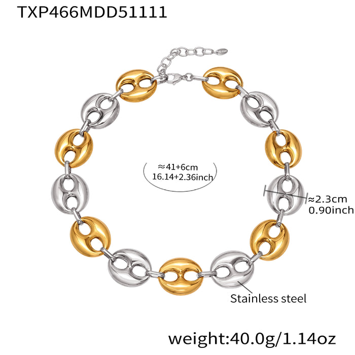 Wholesale Color-blocked hollow coffee bean titanium steel bracelet clavicle chain