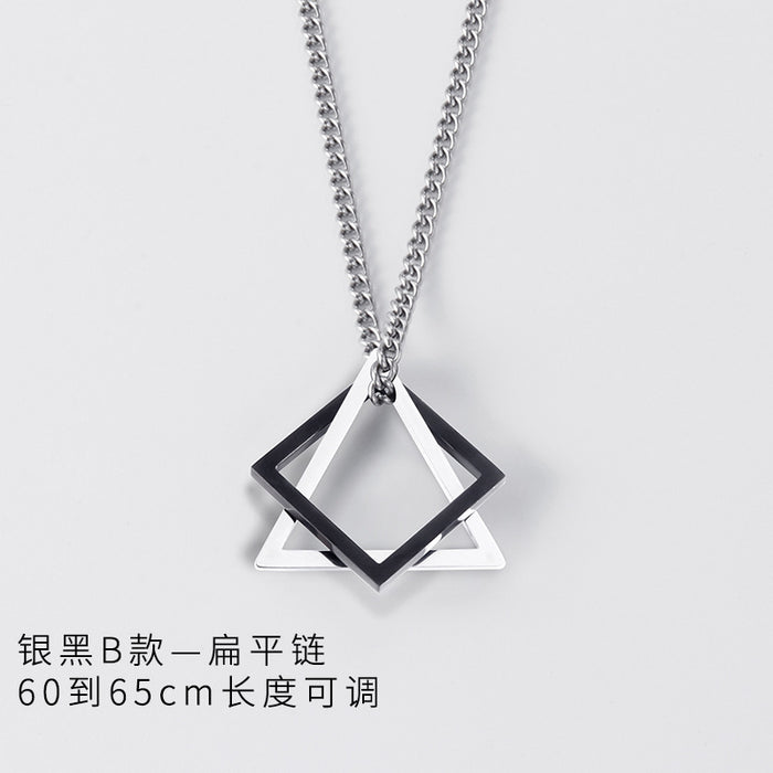 Wholesale Geometric triangle square combination titanium steel hip-hop necklace men's minimalist pendant accessory
