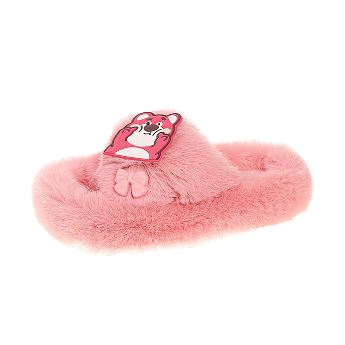 Wholesale Cartoon bear cute home thick-soled cotton-padded shoes slippers outerwear f slippers