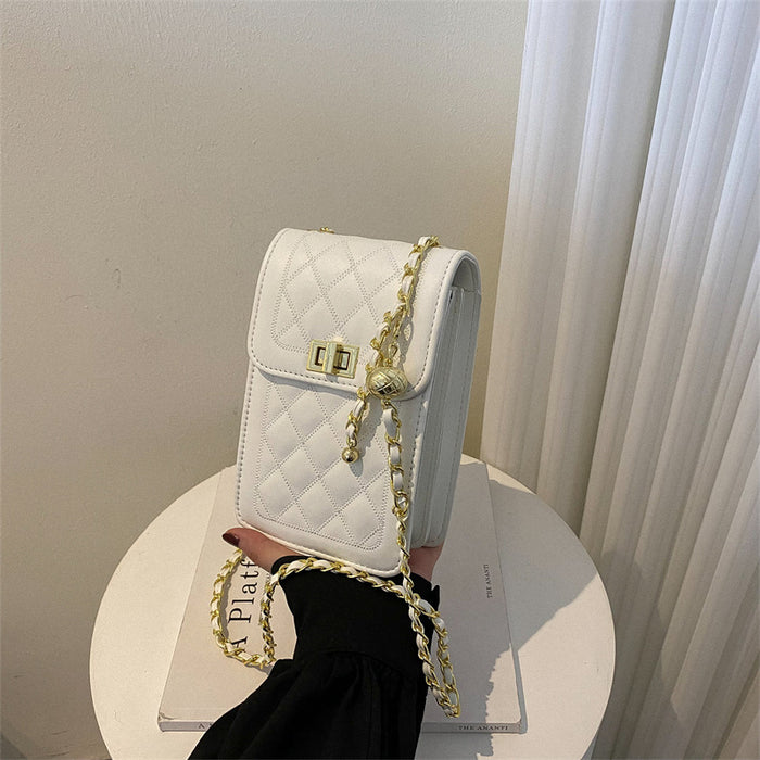 Wholesale Rhombus Chain PU Leather Small Crossbody Bag Trendy Street Style Fashion Accessory Gift Resale