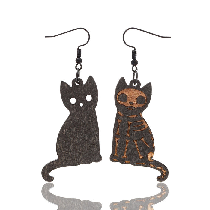 Wholesale  Flower Skull Pumpkin Earrings Simple Fashion Wooden Earrings