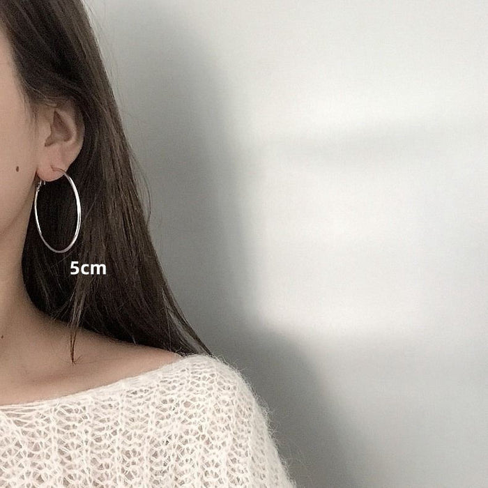 Wholesale Silver needle earrings large hoop earrings elegant earrings