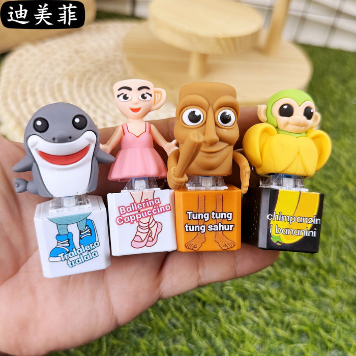 Wholesale AI wooden stick human shoe shark button sound pendant keychain