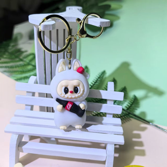 Wholesale Creative and Personalized Cola Little Sheep Keychain Beverage Bottle Bag Pendant Three-Dimensional Soft Plastic Doll Wholesale Street Stall