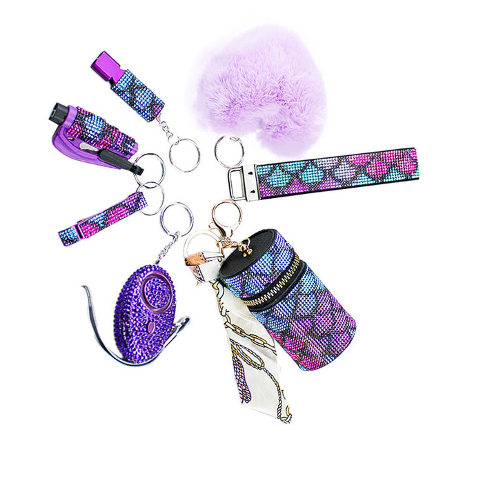 Wholesale 7 Piece Aluminum Alloy Multi Color Personal Alarm Keychain Set Love Theme Fashion Accessory Gift
