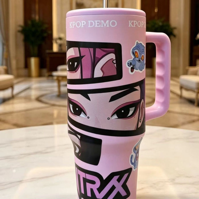 Wholesale Cartoon Straw Cup with Handle 304 Stainless Steel Insulated Tumbler