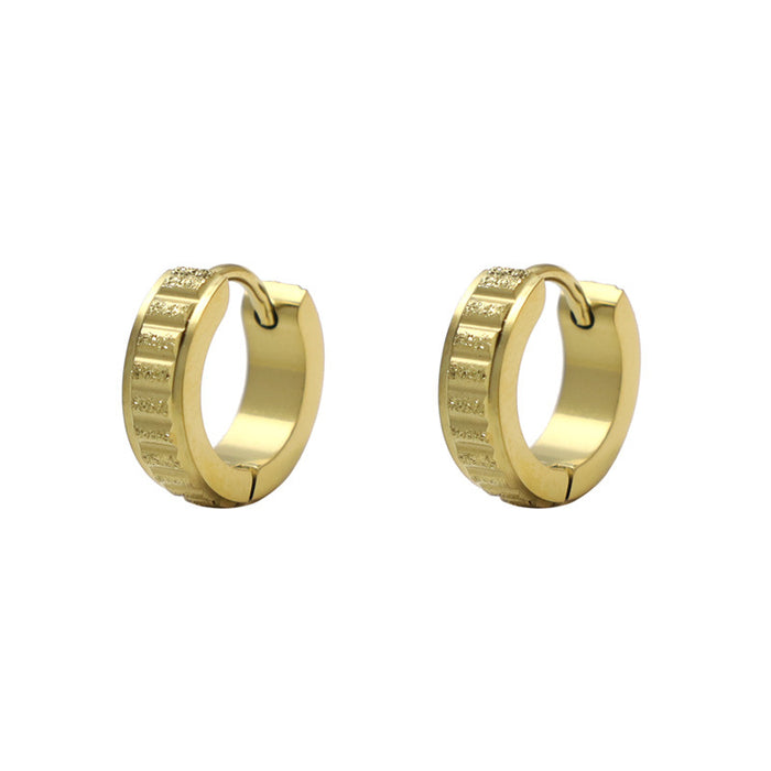 Wholesale Frosted middle pit gear pressed sand earrings