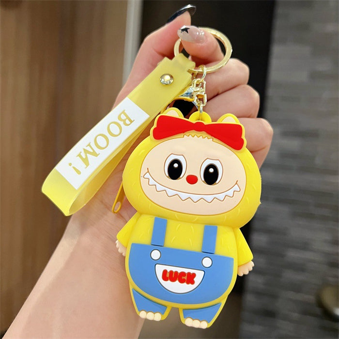 Wholesale Creative overalls-shaped cartoon character coin purse silicone keychains