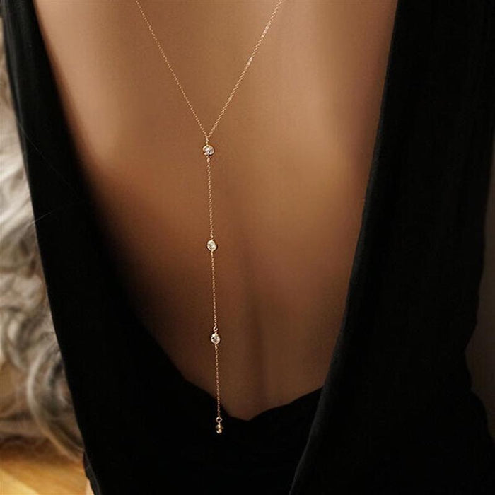 Wholesale  jewelry water drop back chain  women's long necklace tassel body chain