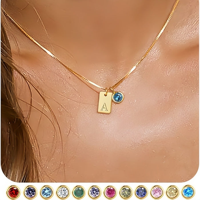 Wholesale New genuine gold plated versatile 26 letter square pendant necklace for commuting and simple accessories