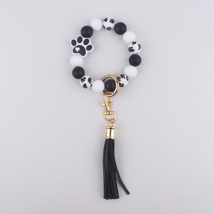 Wholesale Silicone Dog Paw Print Keychain Bracelet Bracelet Wallet Keychain Pendant