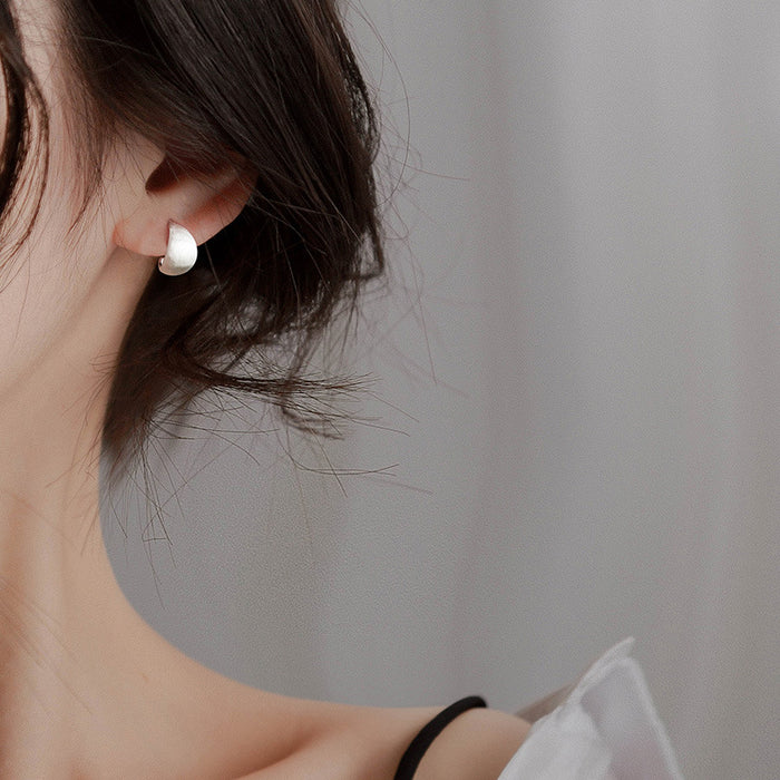 Wholesale 2 sterling silver fashionable and compact brushed frosted curved earrings with a simple and versatile temperament