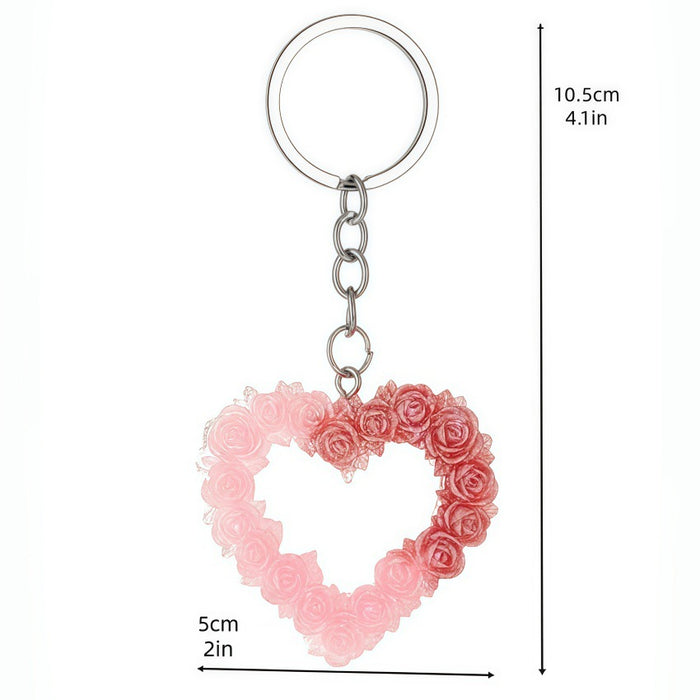 Wholesale Resin glitter rose heart keychain