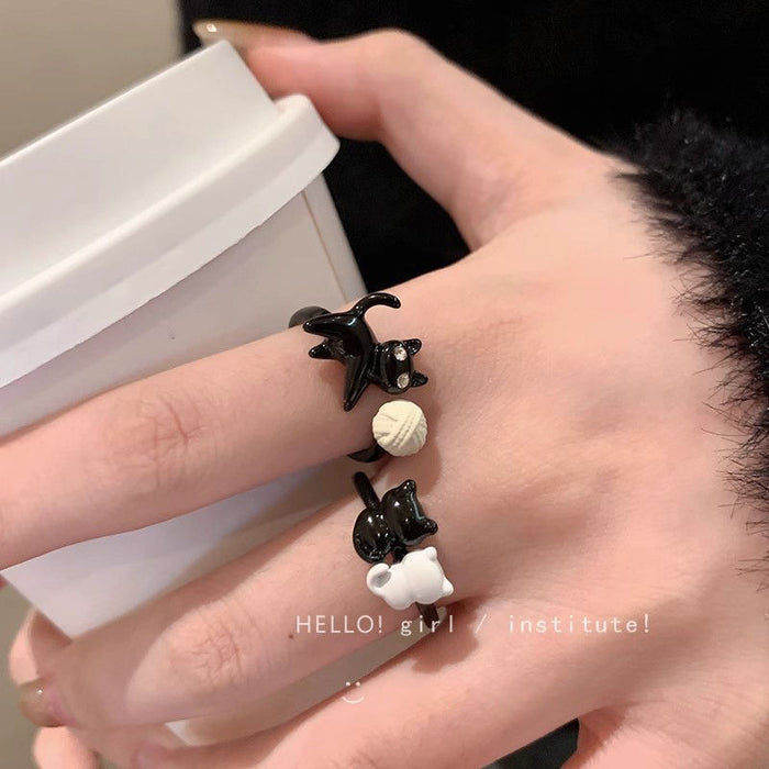 Wholesale black cat ring female open ring  suit index finger ring