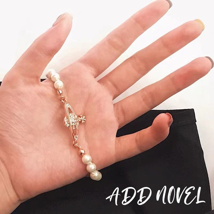 Wholesale Sparkling Diamond Classic Saturn Pearl Bracelet