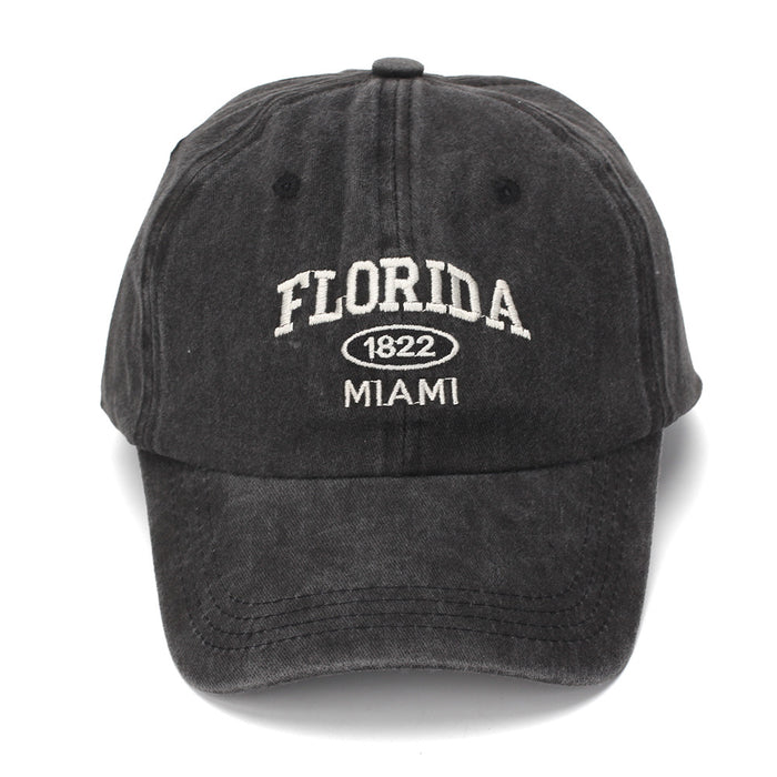 Wholesale Vintage Washed Cotton Baseball Cap with English Letter Embroidery Light Gray Sun Protection Hat