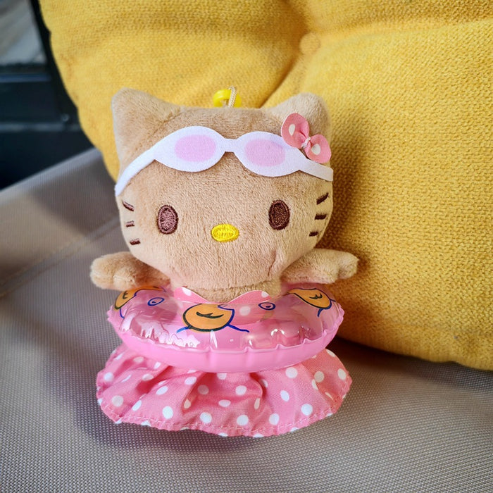 Wholesale Hawaii Beach Swimming Circle Surfing Pineapple Paradise Cat Plush Doll Pendant