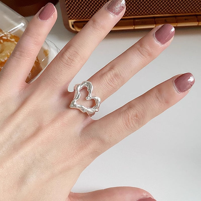 Wholesale Frosted Irregular Love Ring Women's Opening Adjusting Ring